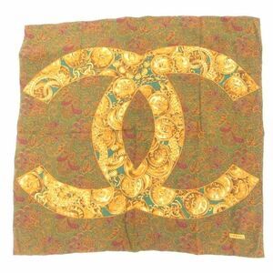 Chanel Large Scarf Coco Mark Paisley Brown UO AA